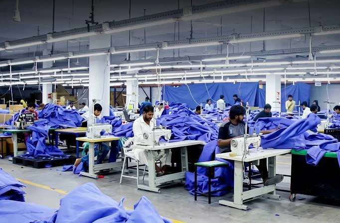 Custom sportswear manufacturer production floor