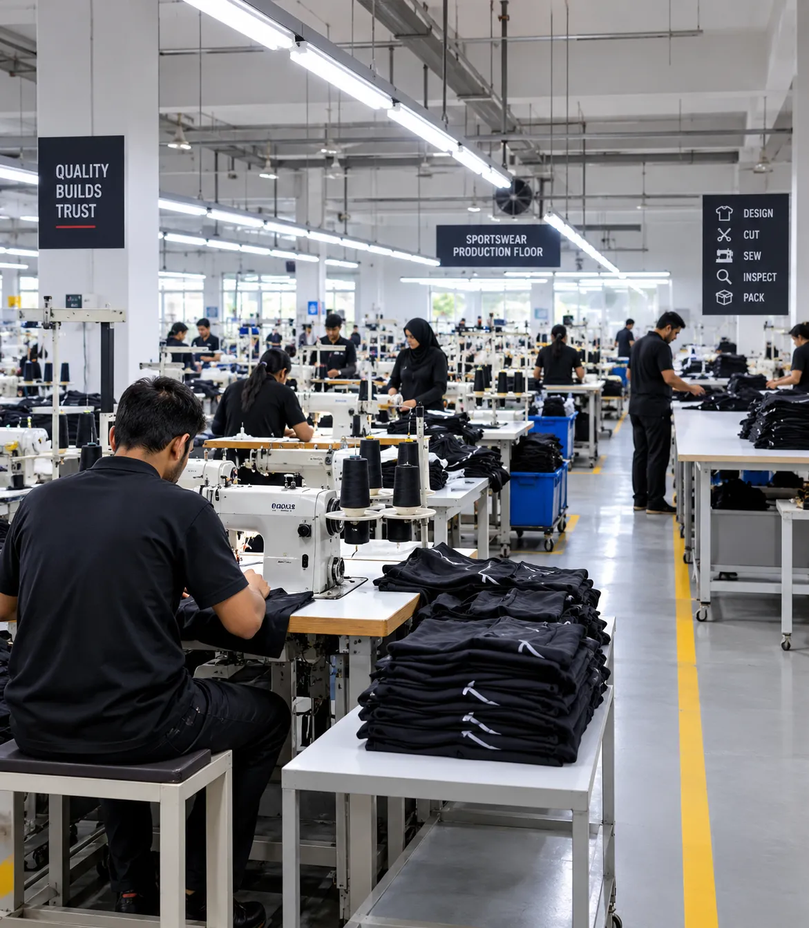 Sportswear being produced at Thiz International