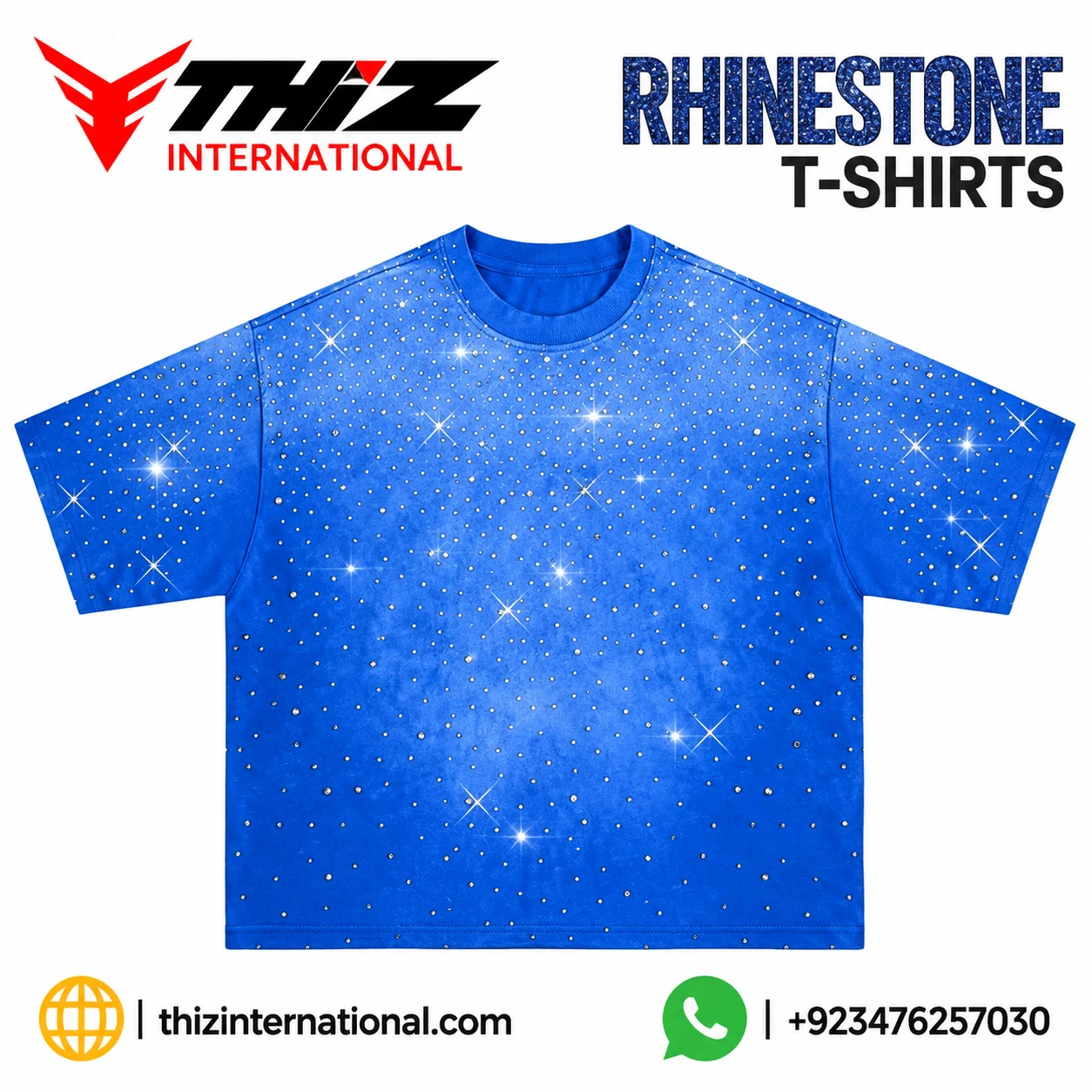 36-Star Premium Custom Rhinestone T-Shirts | Stylish Branded Tees Custom Rhinestone T-Shirts
