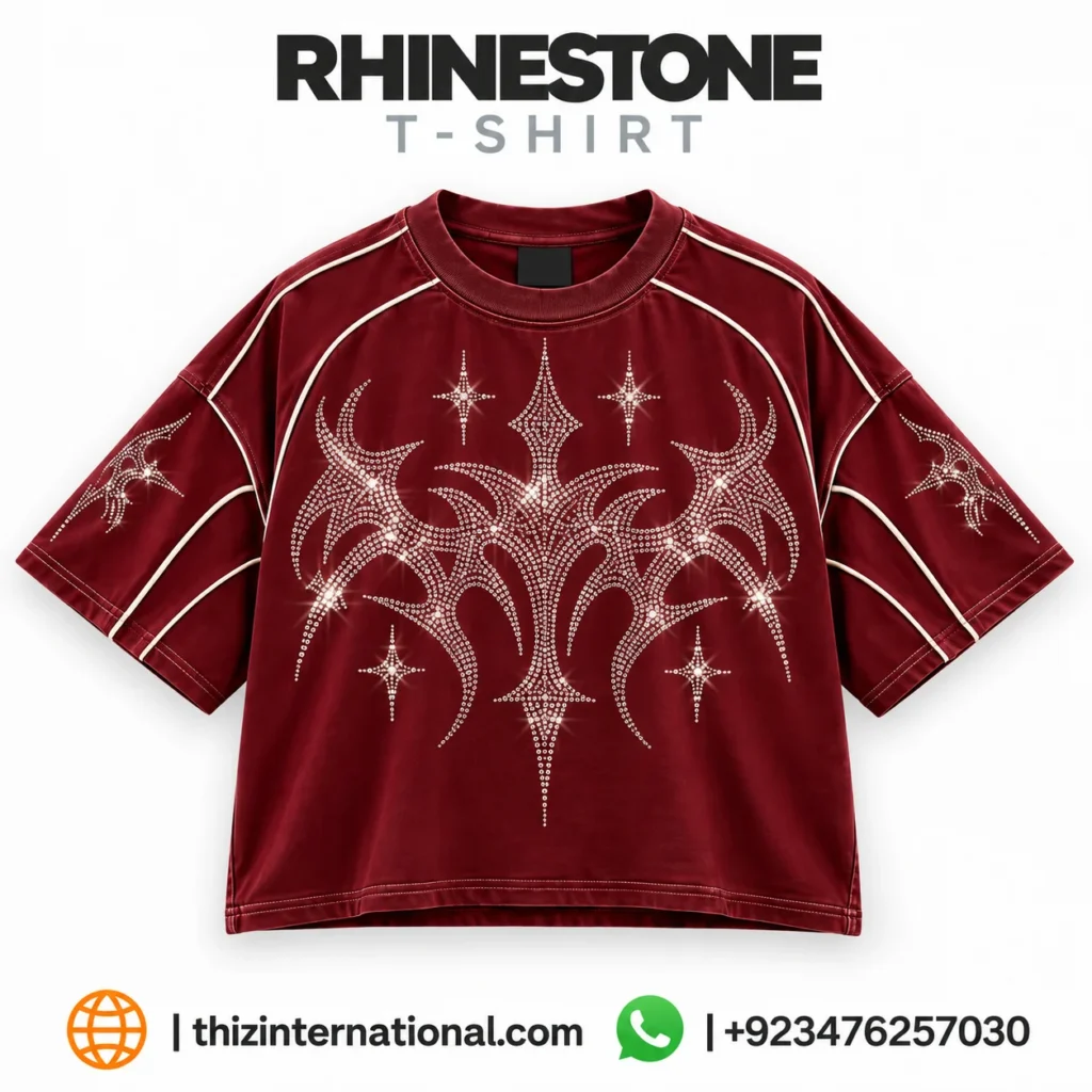 Custom Rhinestone Oversized Cotton T-Shirt