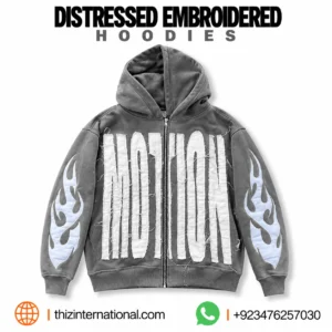 450 GSM Distressed Embroidered Hoodie
