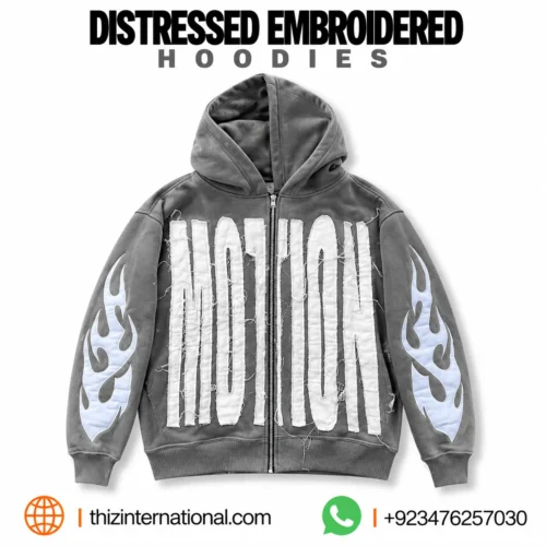450 GSM Distressed Embroidered Hoodie
