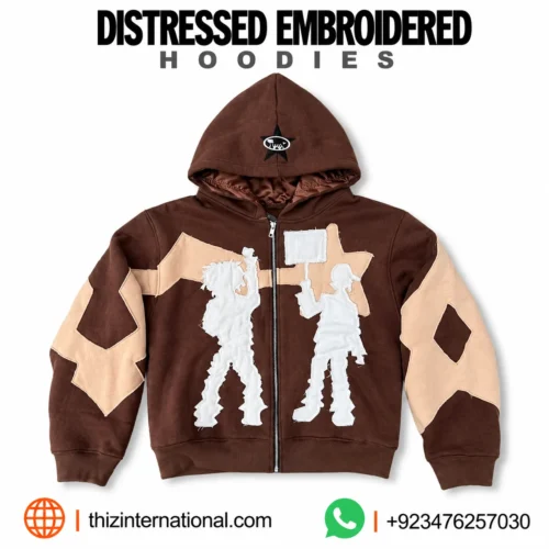 Distressed Embroidered Hoodie