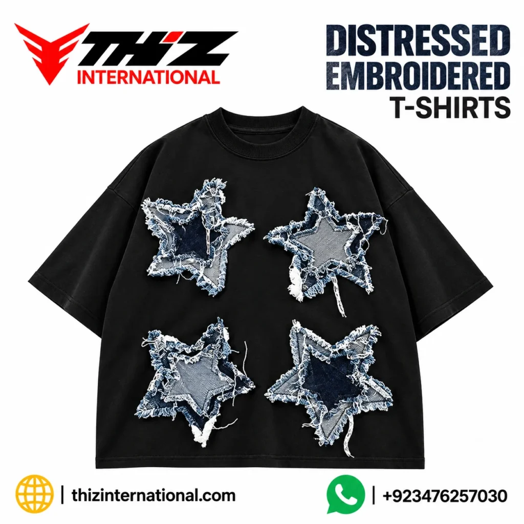 Distressed Embroidered T-Shirt