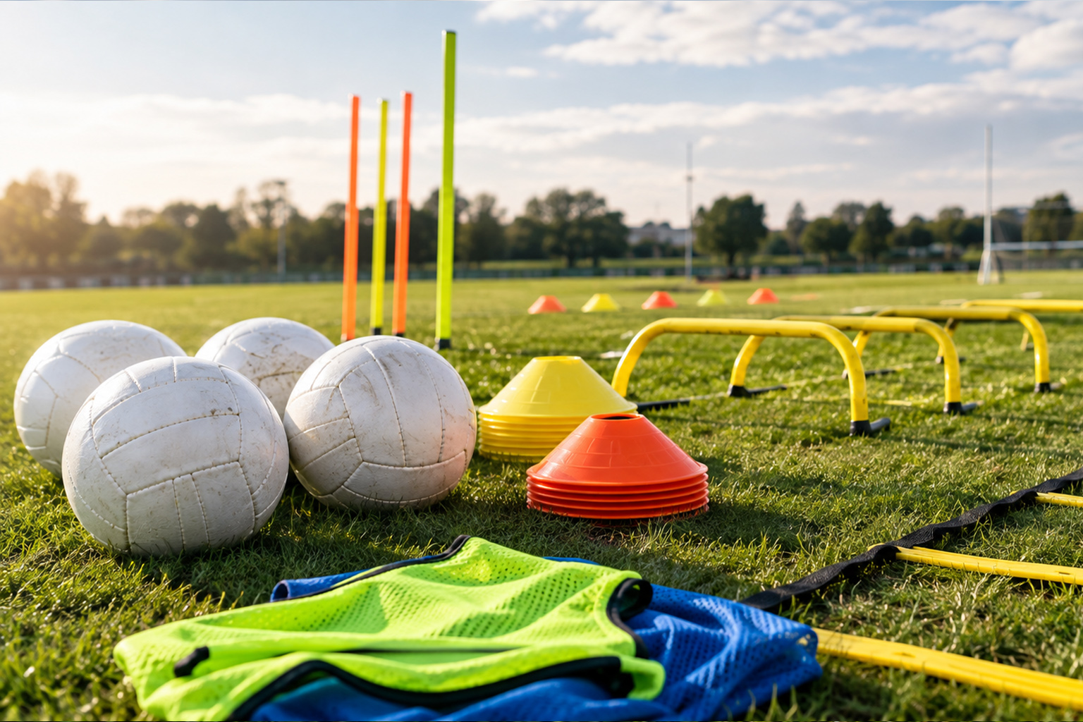 GAA training equipment including cones, agility hurdles, ladders and training bibs
