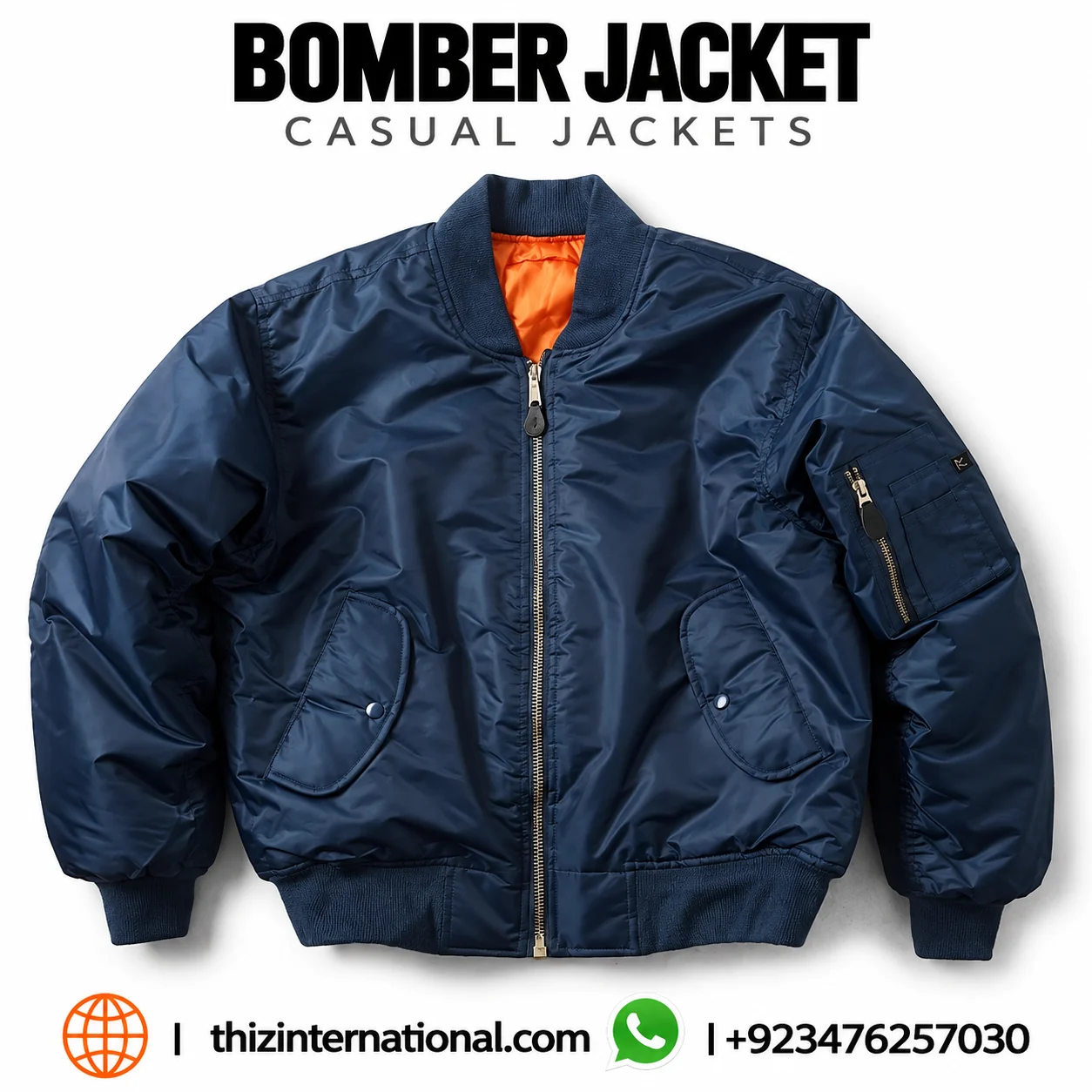 Custom Logo Winter Bomber Jacket | Powerful Casual Outerwear Custom Logo Winter Bomber Jacket