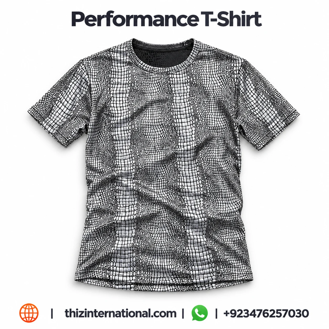 Performance T-Shirt Product Showcase Reptile Pattern Athletic T-Shirt | High-Performance Sports Top - Image 1