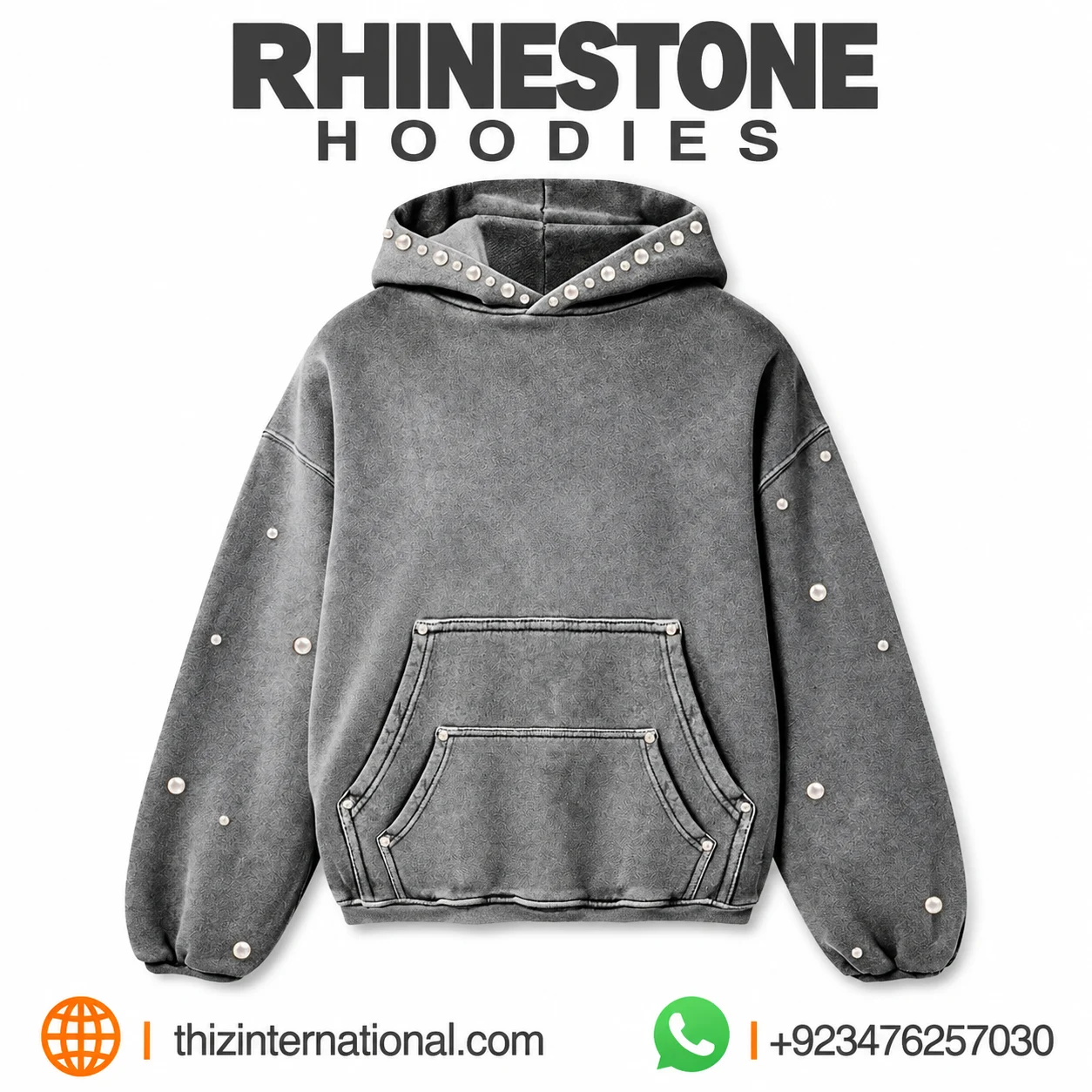 Rhinestone Hoodies | Premium Lightweight Pullover Hoodie Rhinestone Hoodies