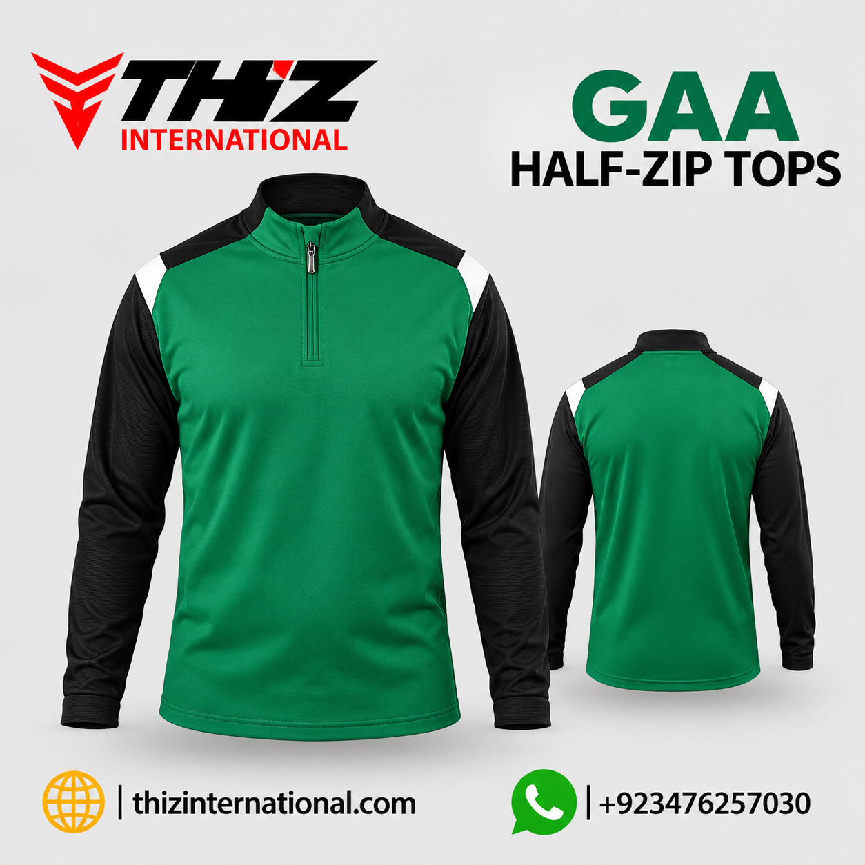 37-Star Premium GAA Half-Zip Tops | Powerful Gaelic Football Training Wear GAA Half-Zip Tops